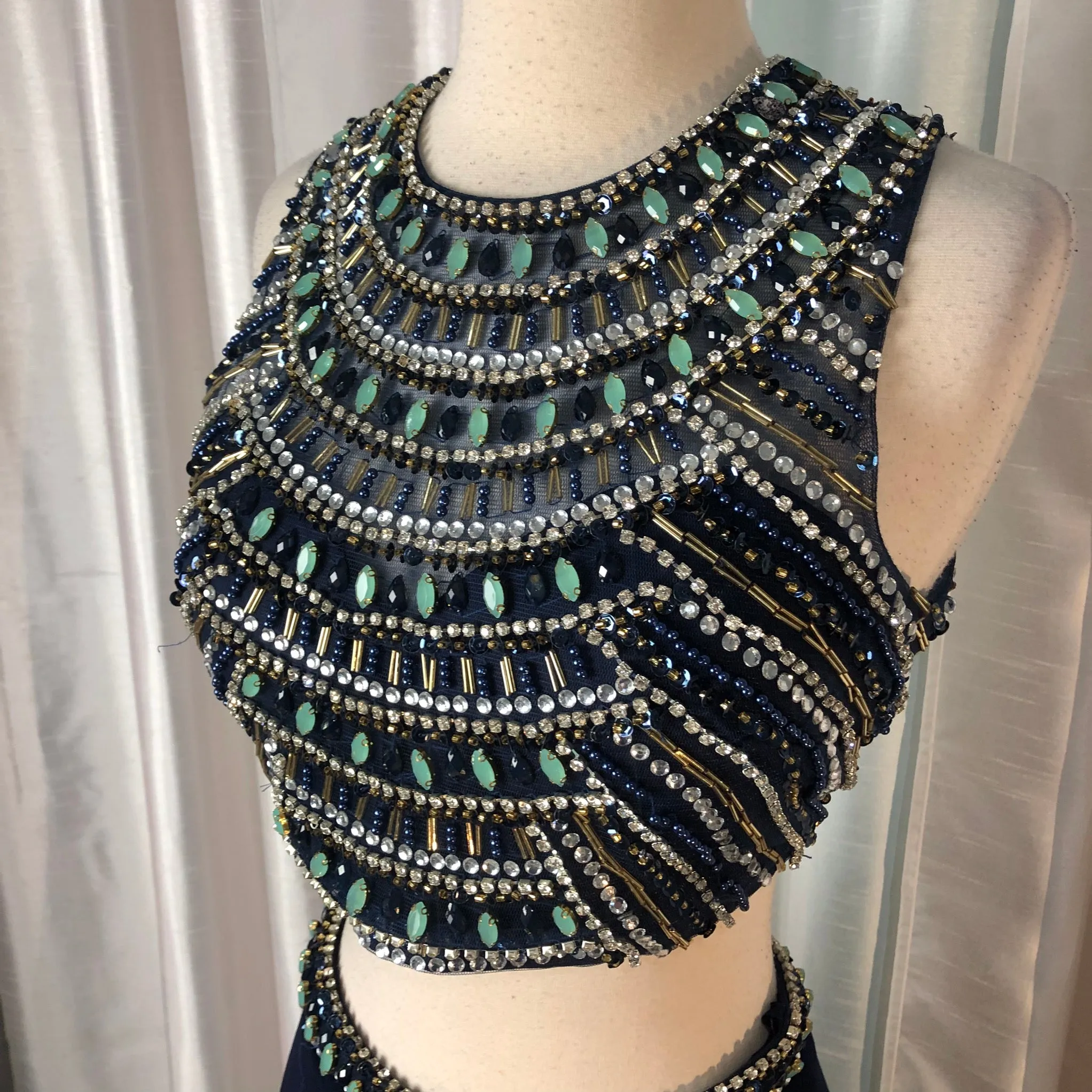 Boutique Navy Long Two Piece Gown Size 6