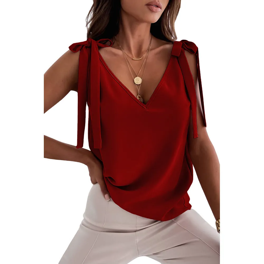 Bowknot Tie-Up V-Neck Camisole
