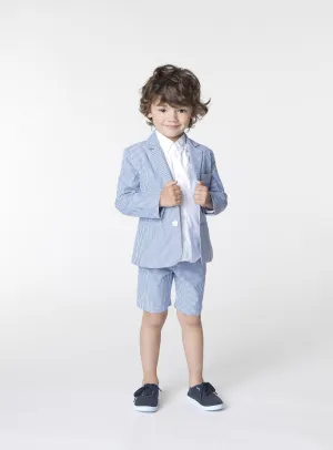 Boys Stripy Blue Suit Jacket