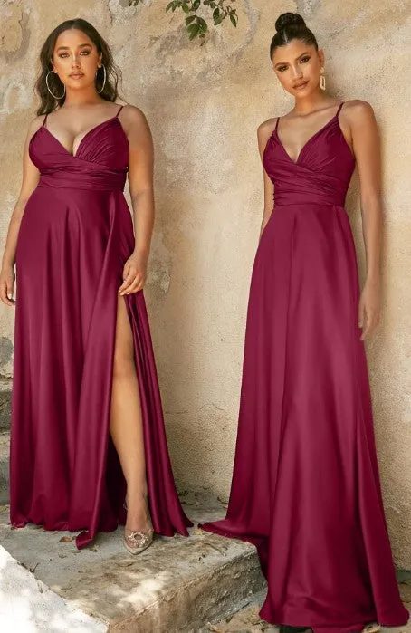 Bridesmaids Dress with Sweetheart neckline and spaghetti strap and slit