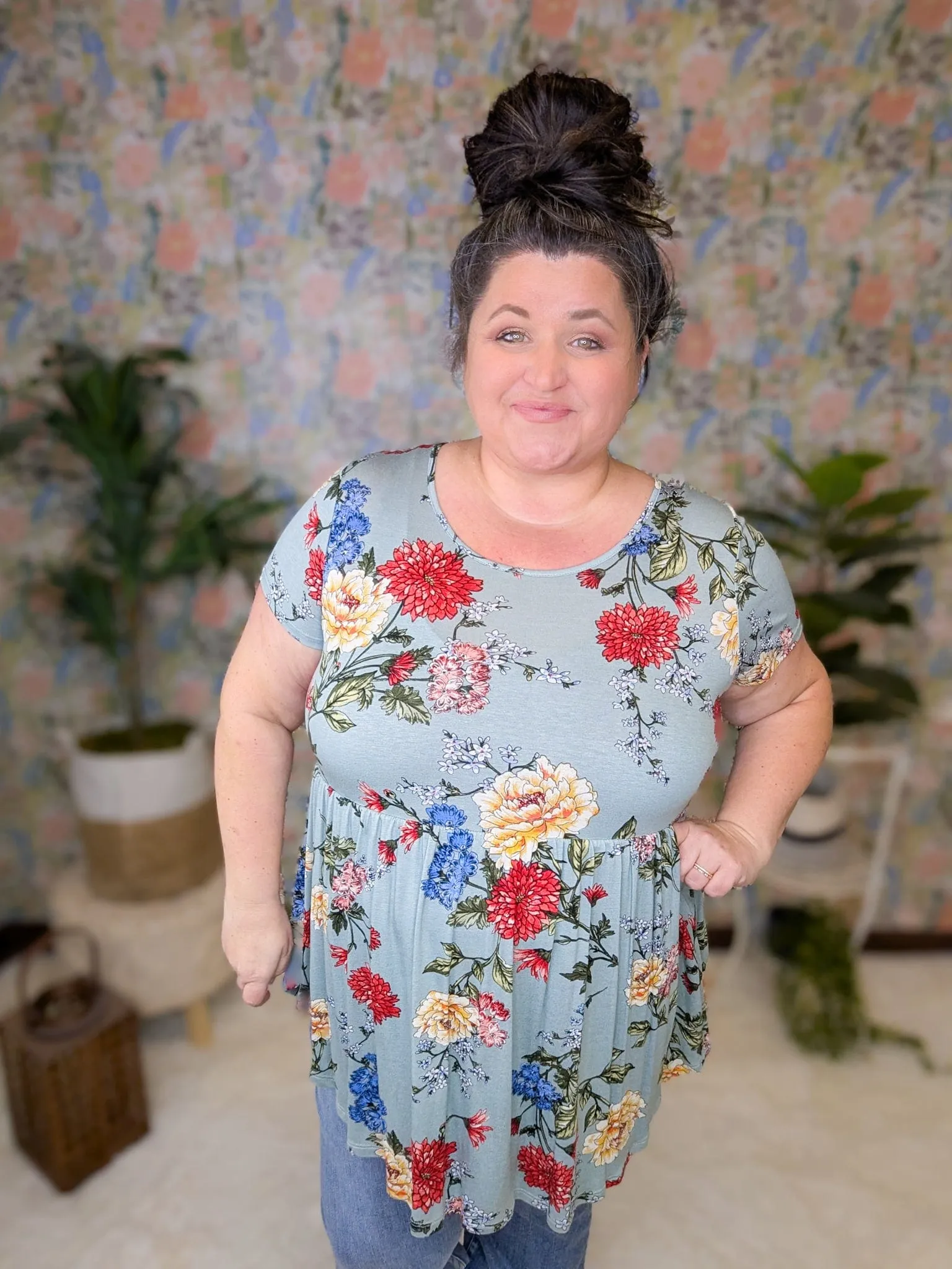 Brioni Floral Scoopneck Babydoll Tee (2 colors)
