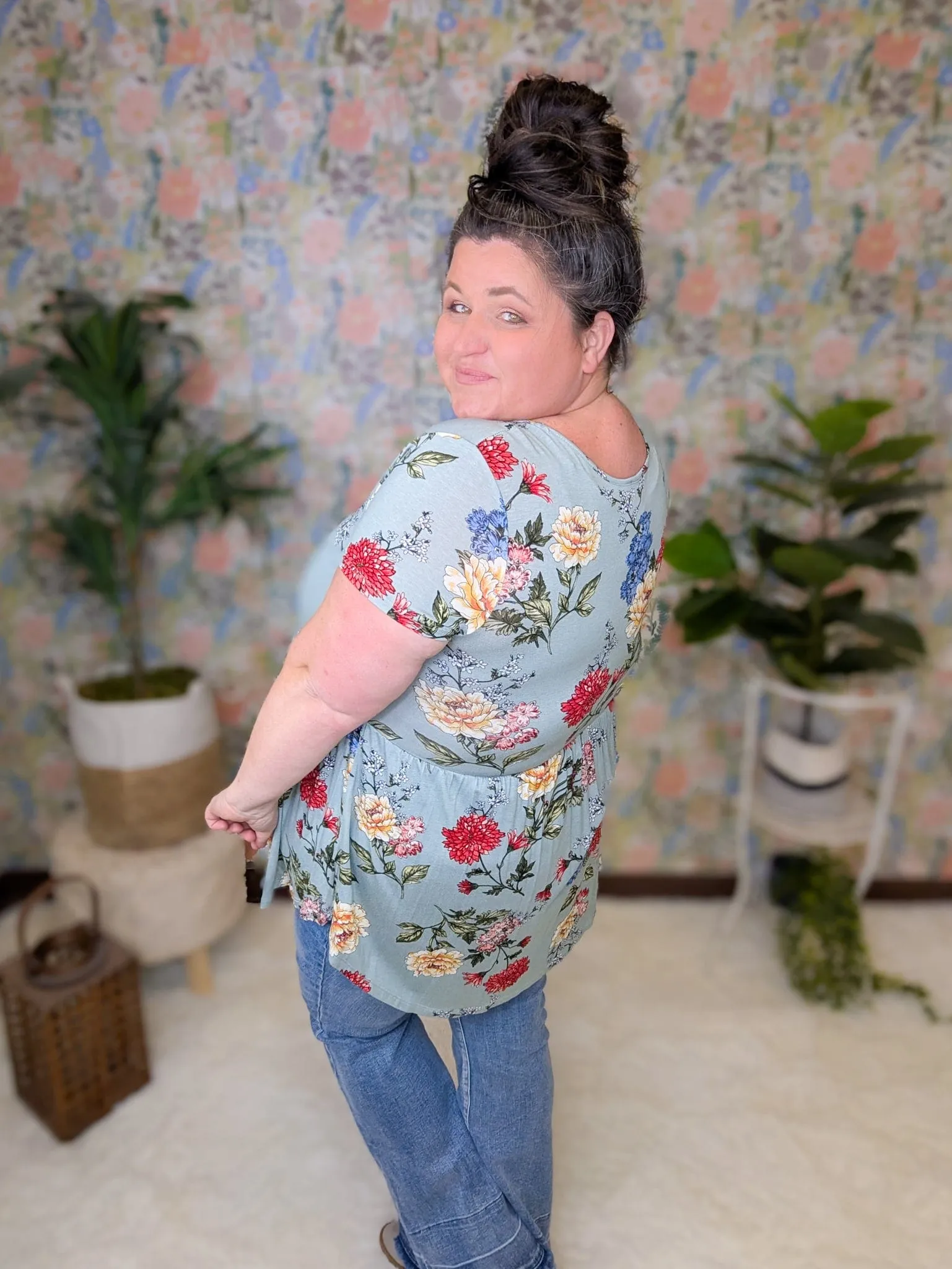 Brioni Floral Scoopneck Babydoll Tee (2 colors)