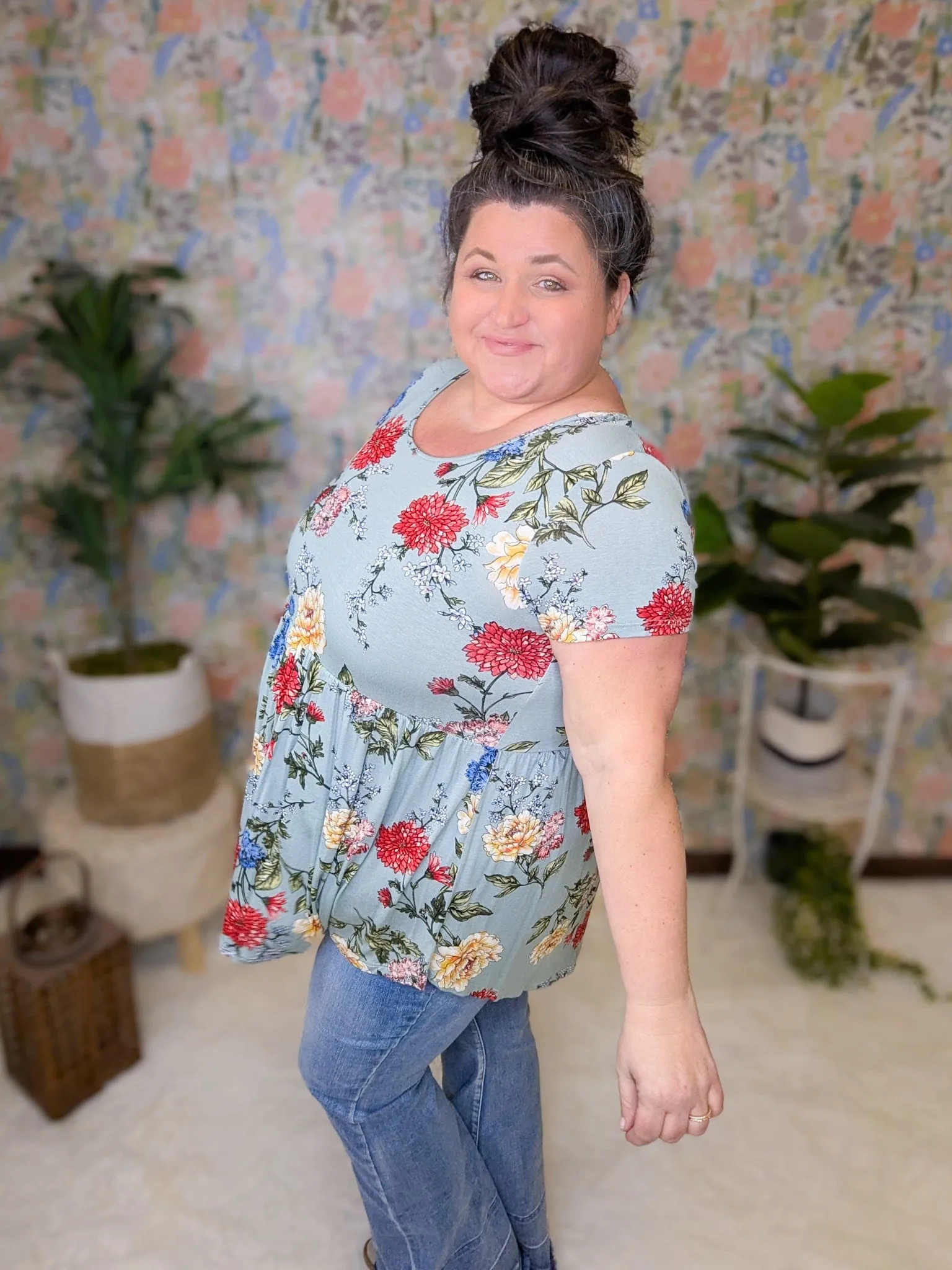 Brioni Floral Scoopneck Babydoll Tee (2 colors)