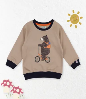Brown Bear On A Bike Print Sweatshirt
