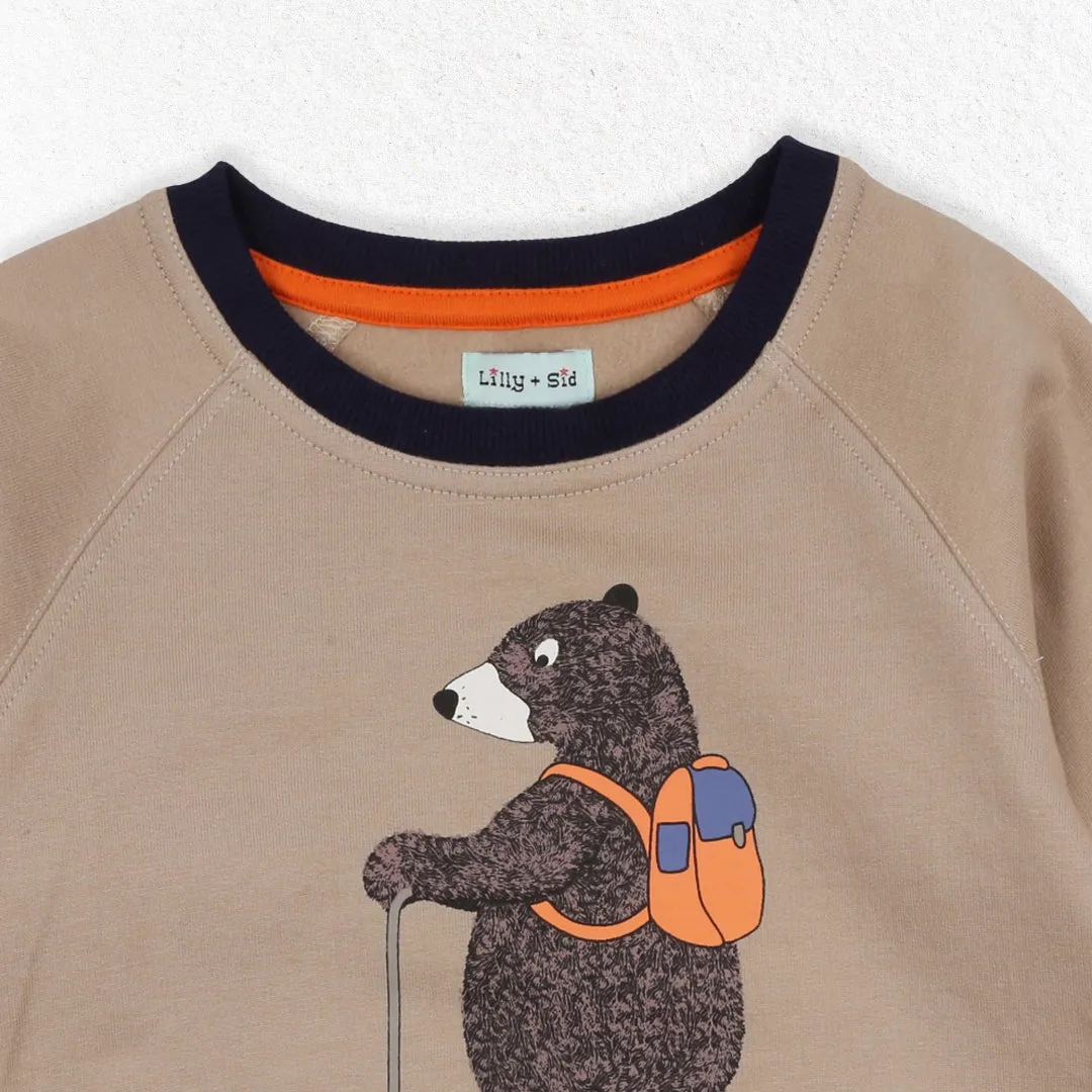 Brown Bear On A Bike Print Sweatshirt