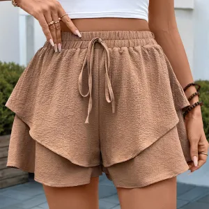 Brown Flowy Vacay Shorts