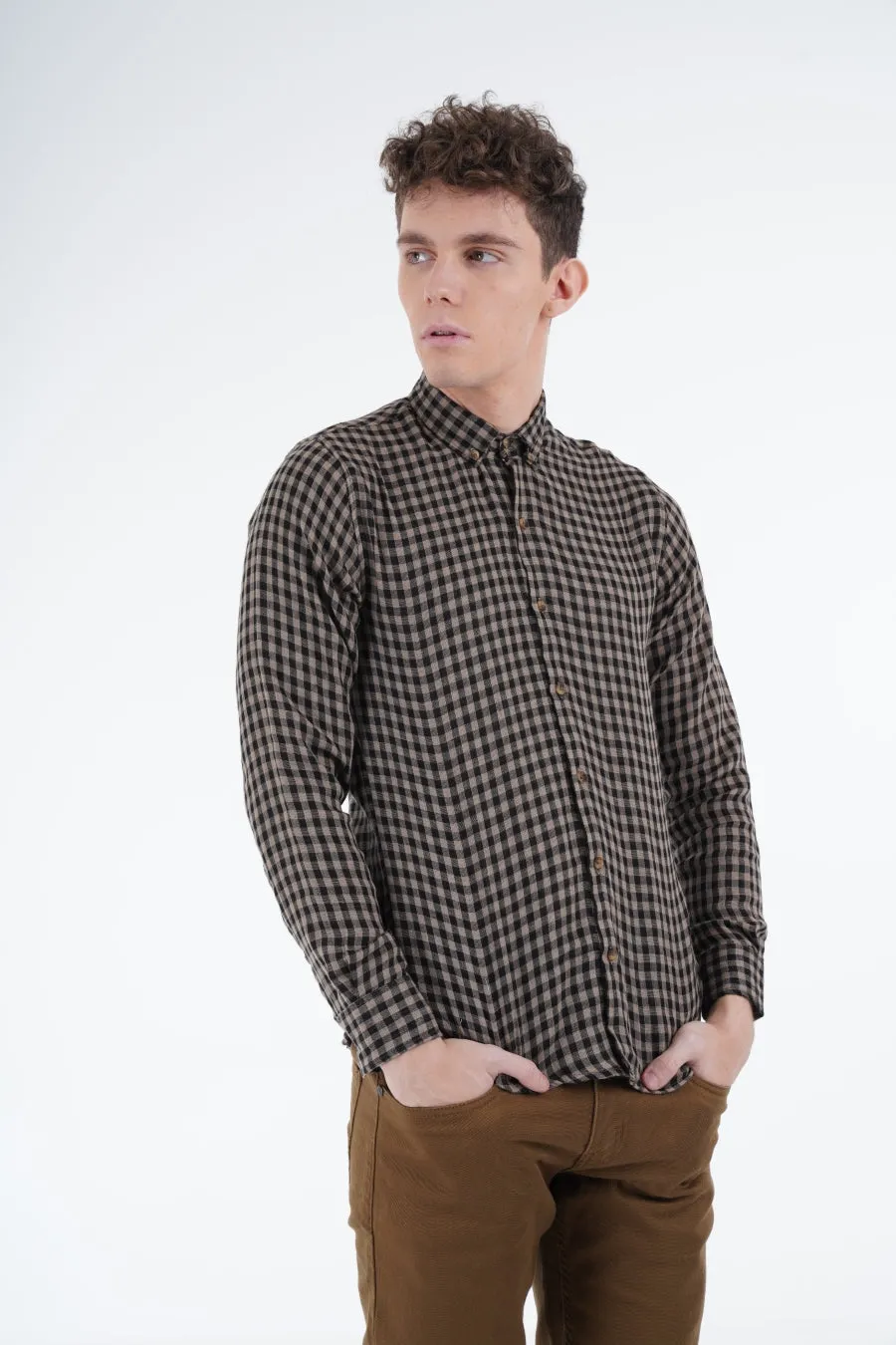 Brown Pincheck Shirt