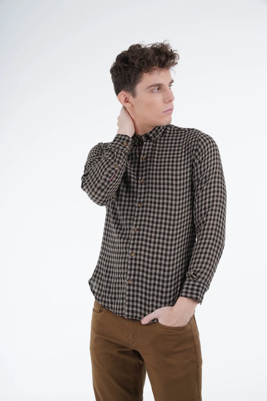 Brown Pincheck Shirt