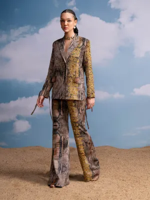 Brown python print pantsuit