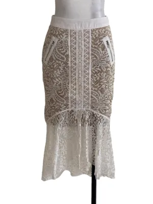 Brown White Lace Skirt