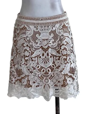 Brown White Laced Skirt