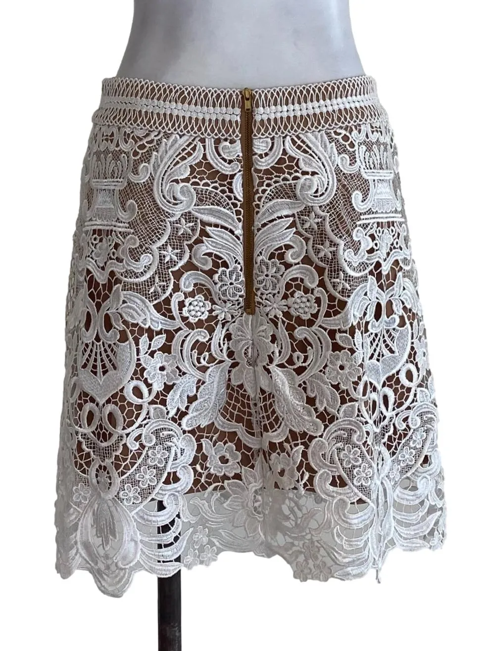 Brown White Laced Skirt