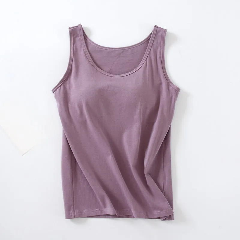 Built In Bra Tank Top Cotton