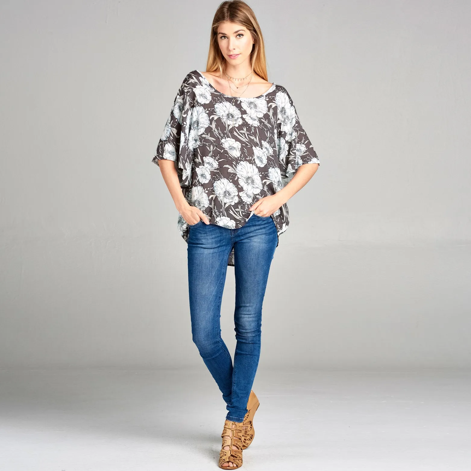 Butterfly Sleeve Floral Top