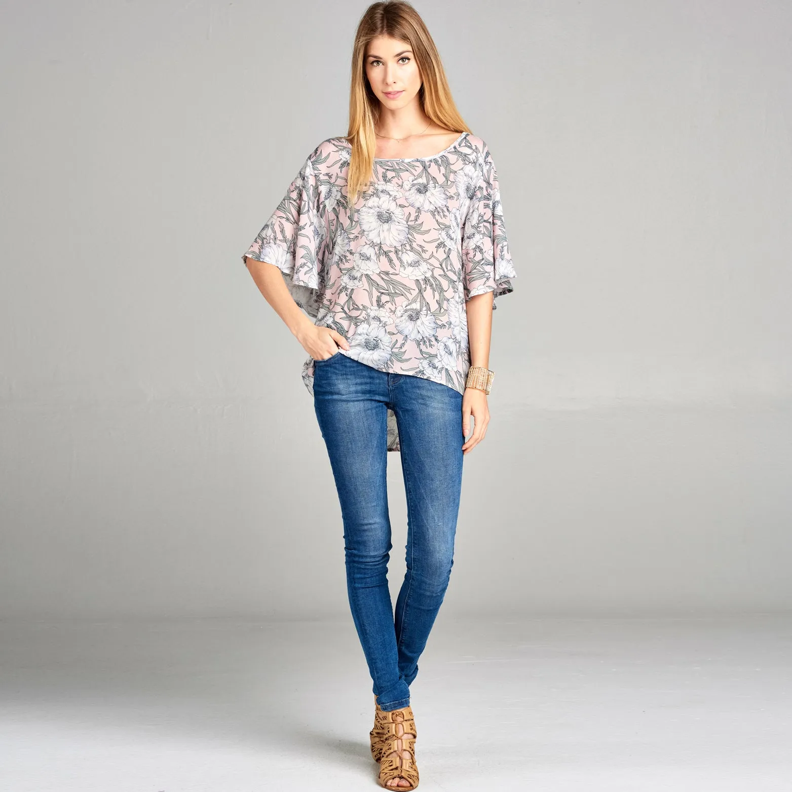 Butterfly Sleeve Floral Top