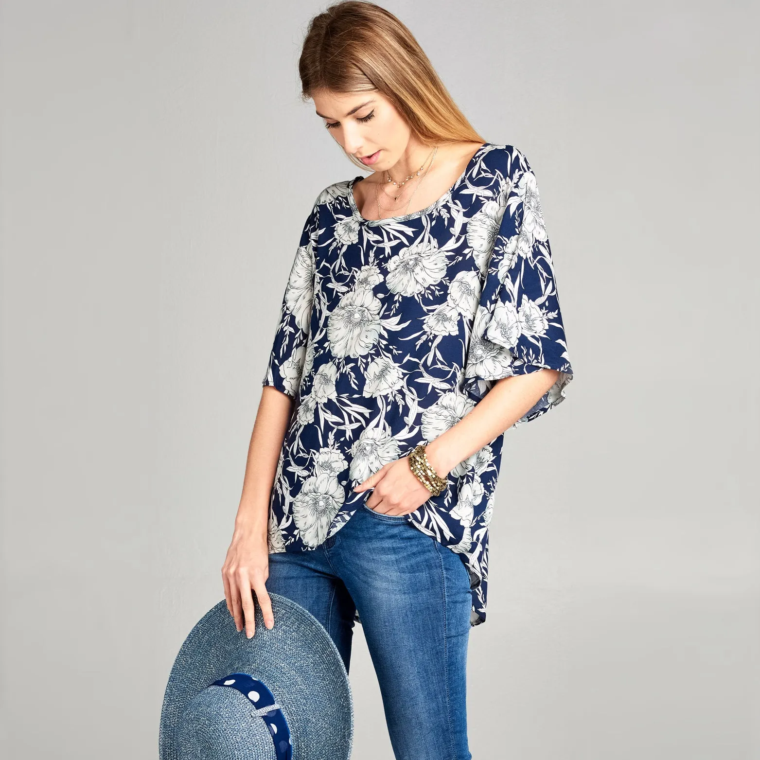 Butterfly Sleeve Floral Top