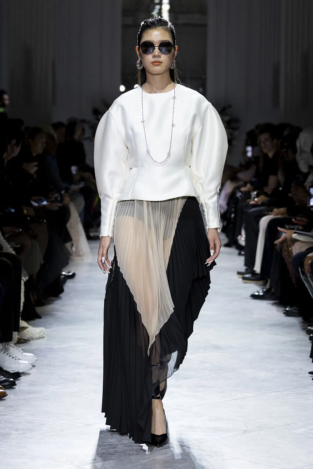Cady, Organza and Gazar Pleated Skirt