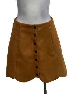 Camel Brown Button Skirt