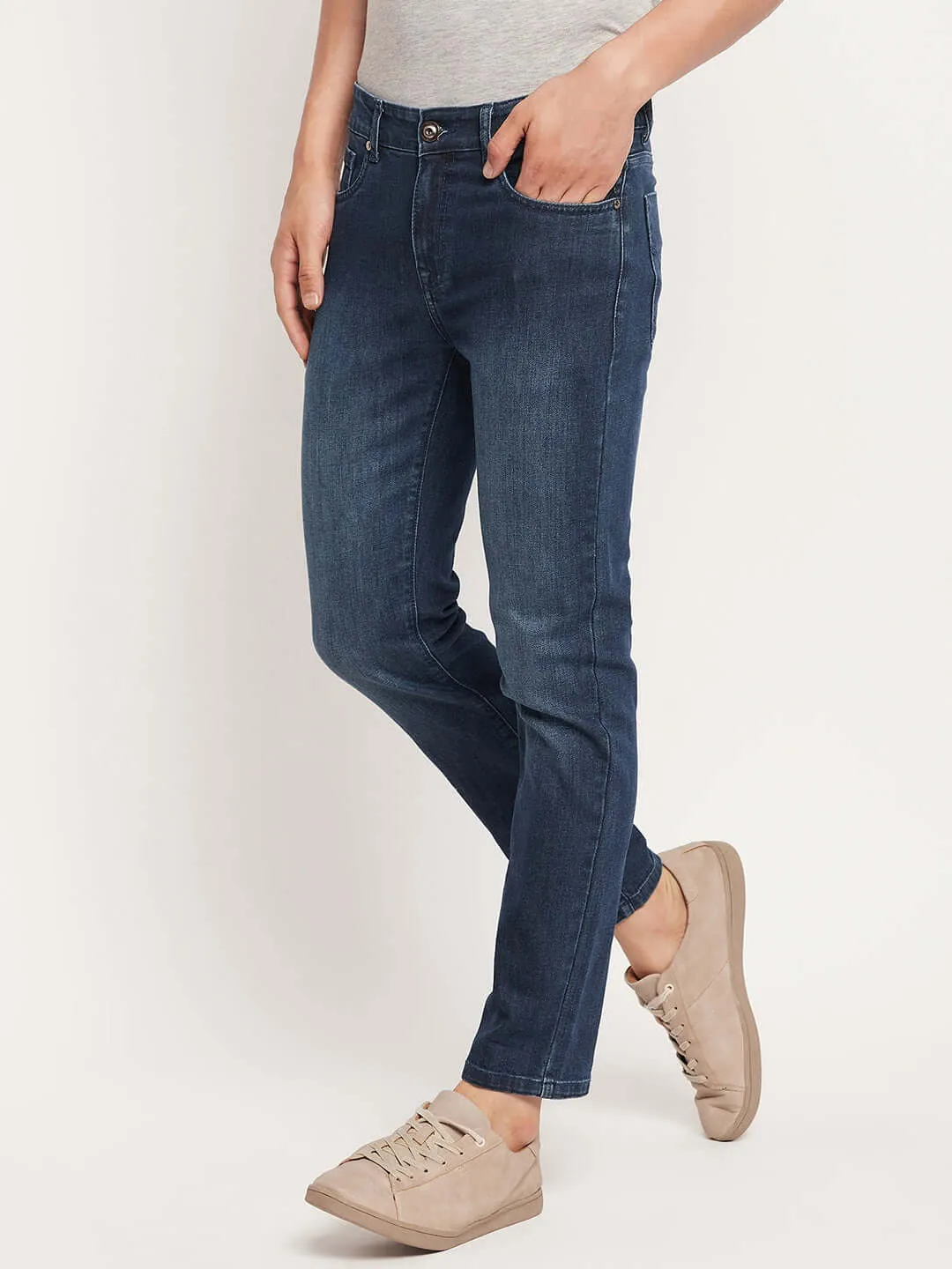 Camla Barcelona Navy Blue Regular Fit Jeans