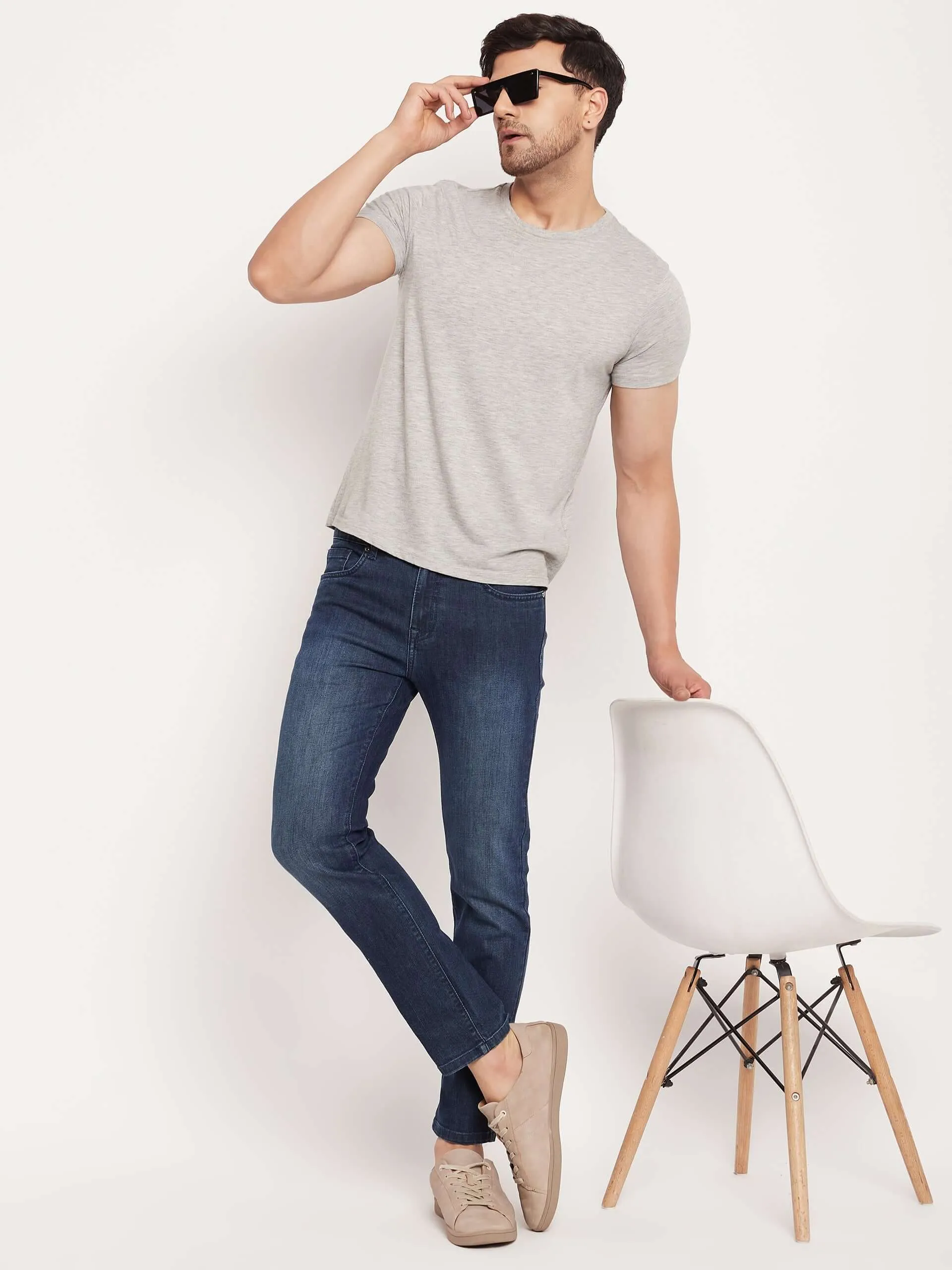 Camla Barcelona Navy Blue Regular Fit Jeans