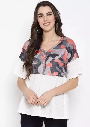 Camouflage Patchwork Short Sleeve Top