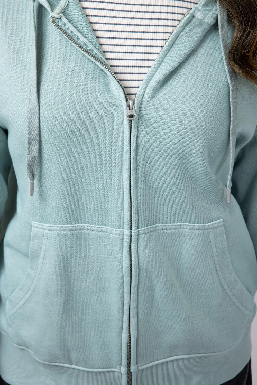 C&C California Mercy Longline Sunwashed Beach Terry Hoodie Jacket for Women in Blue | 89B02854-BLUE