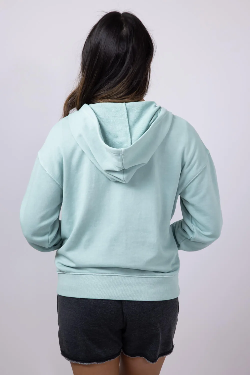 C&C California Mercy Longline Sunwashed Beach Terry Hoodie Jacket for Women in Blue | 89B02854-BLUE