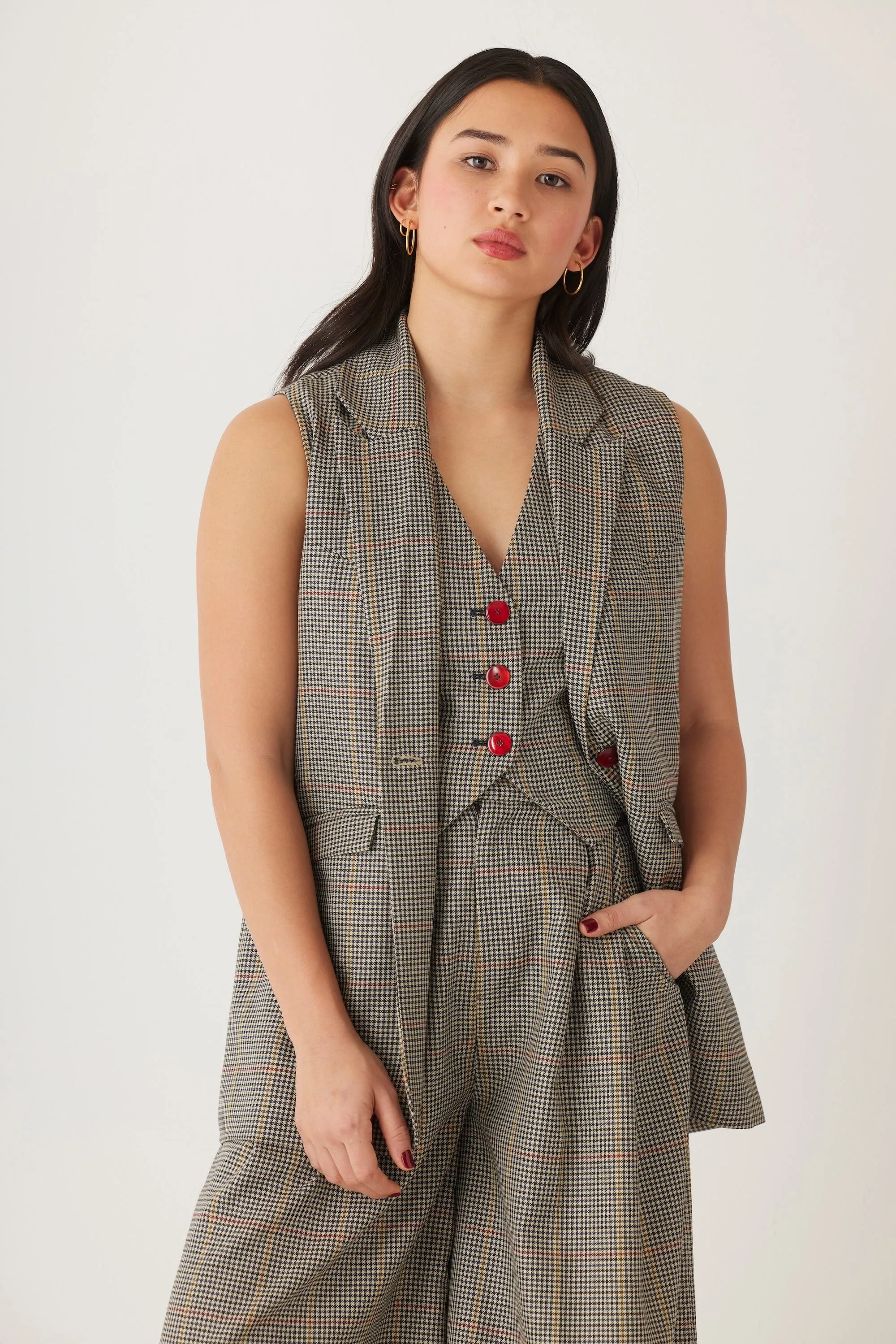Candice Vest in Tropical Wool Plaid
