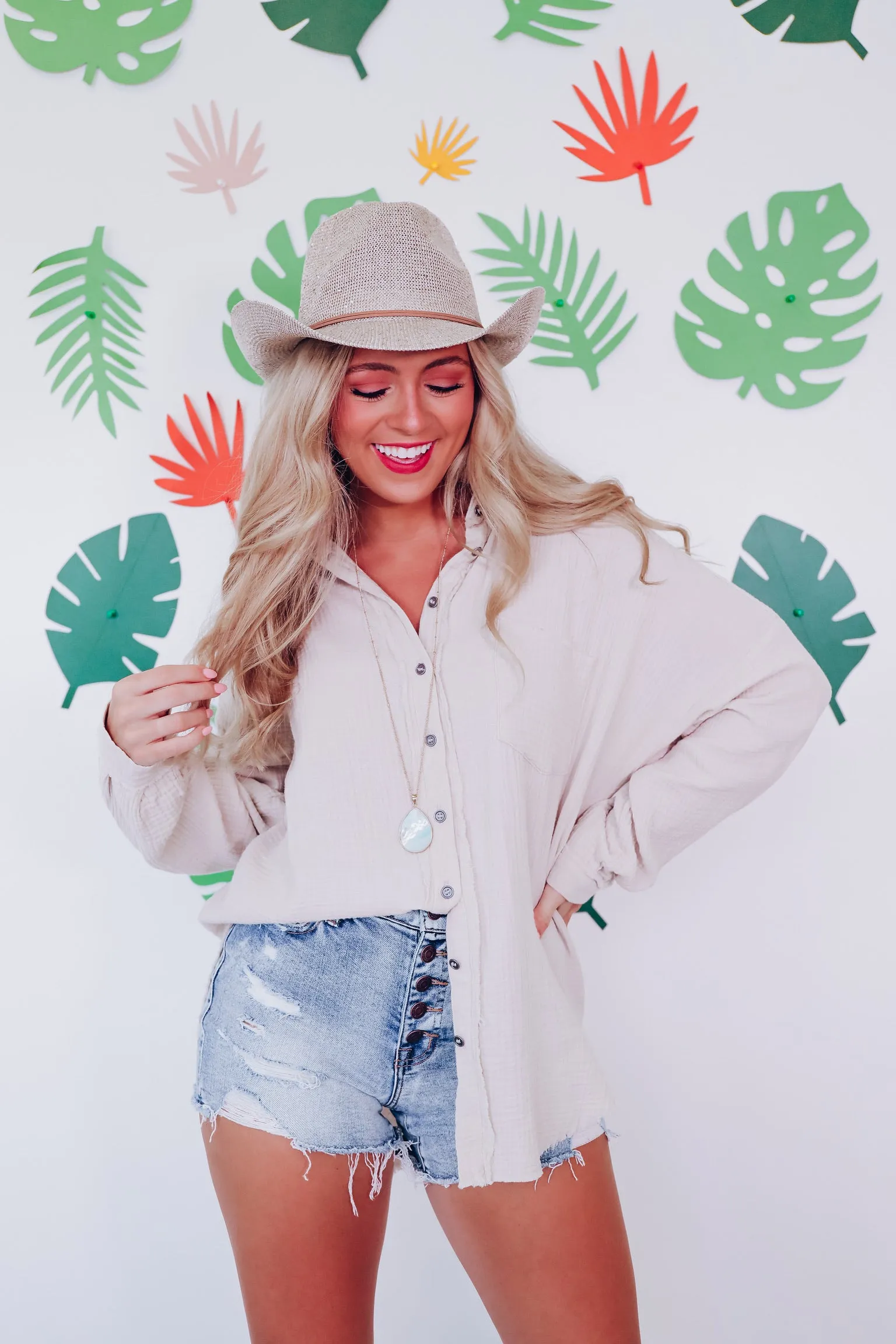 Captive Crinkle Cotton Shirt- Beige