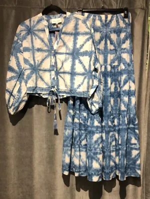CARA CARA Cream and Blue Tie Dye Flowy Two Piece Outfit