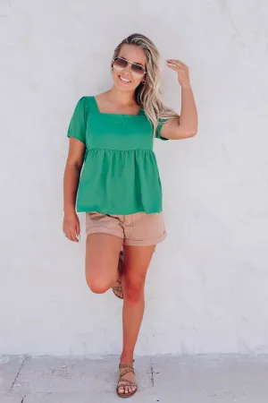 Carmen Babydoll Blouse - Green