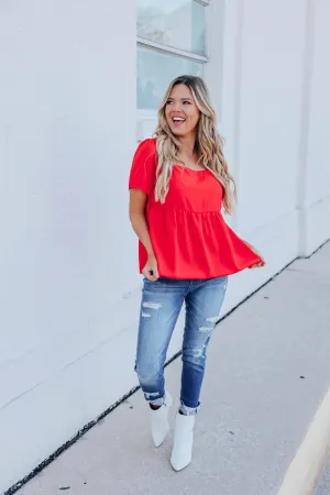 Carmen Babydoll Blouse - Tomato
