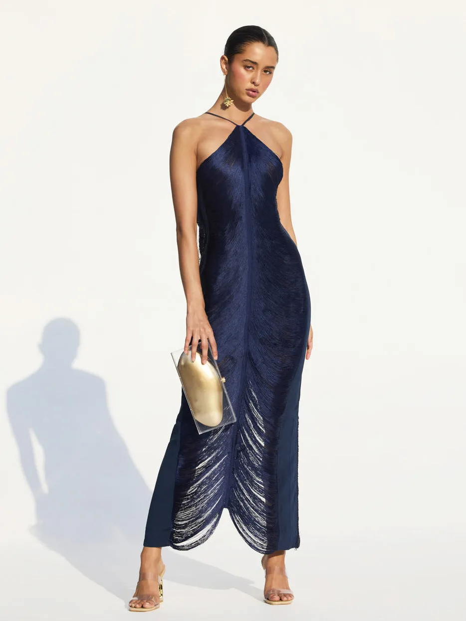 CELESTR - Elegant Halter Maxi Dress