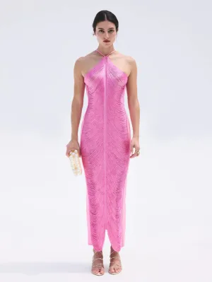 CELESTR - Elegant Halter Maxi Dress