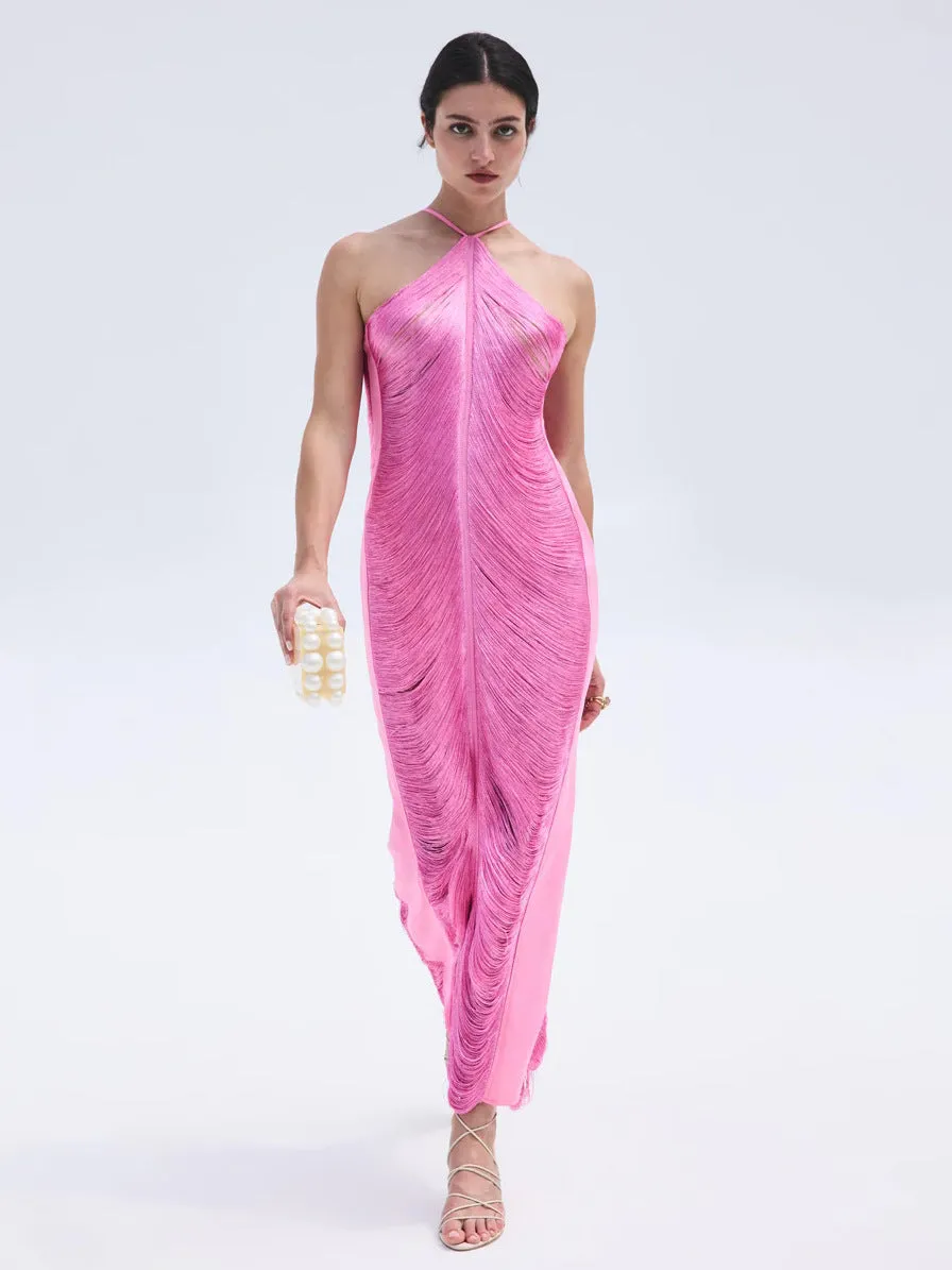 CELESTR - Elegant Halter Maxi Dress