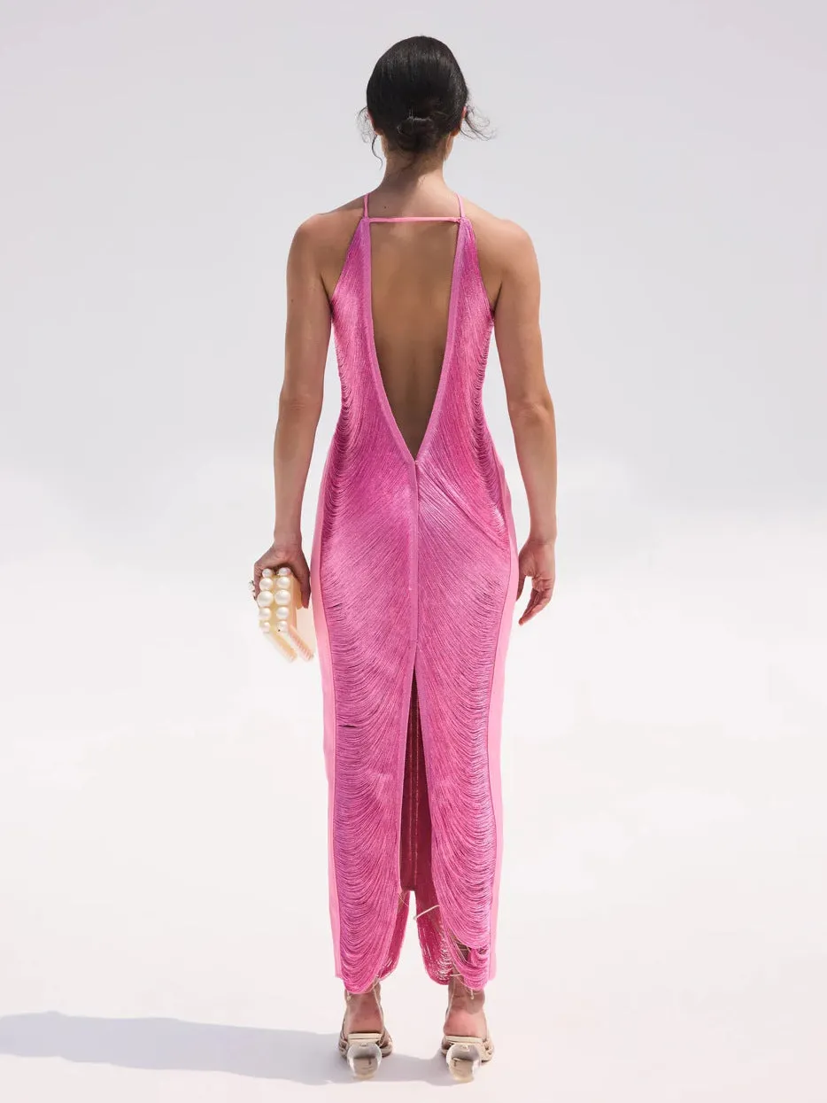CELESTR - Elegant Halter Maxi Dress