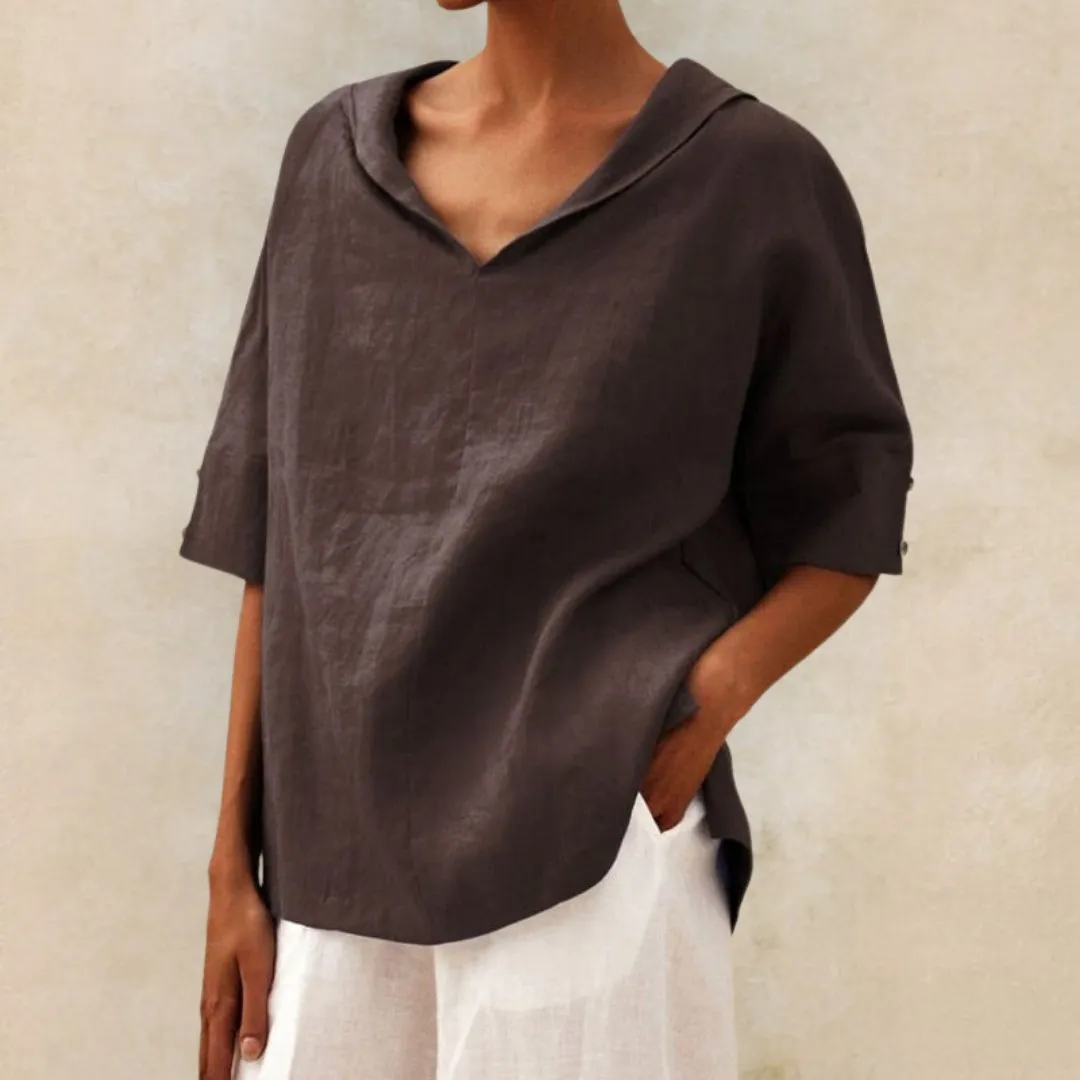 Cerys | Casual Linen V-Neck Shirt