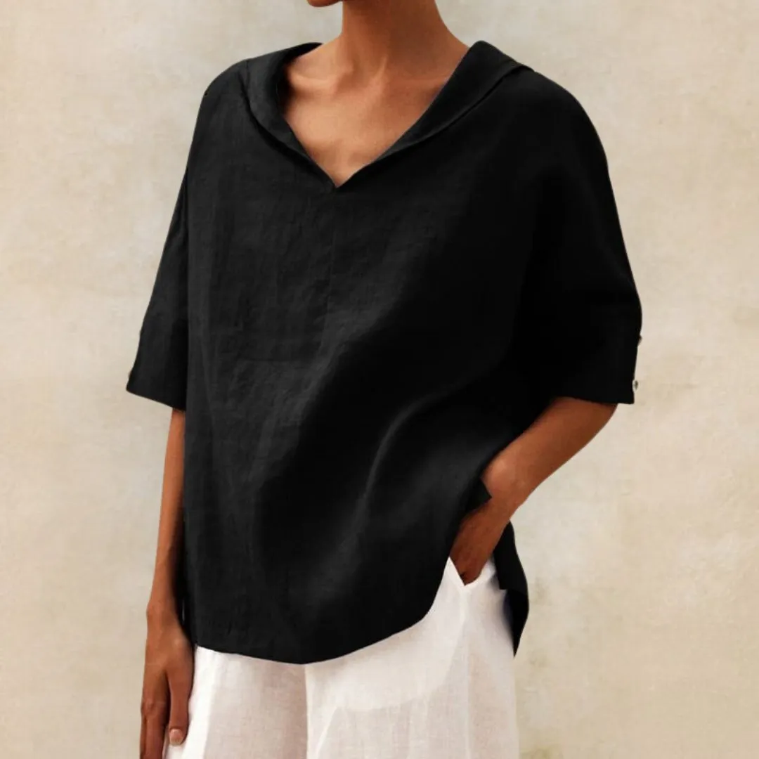 Cerys | Casual Linen V-Neck Shirt