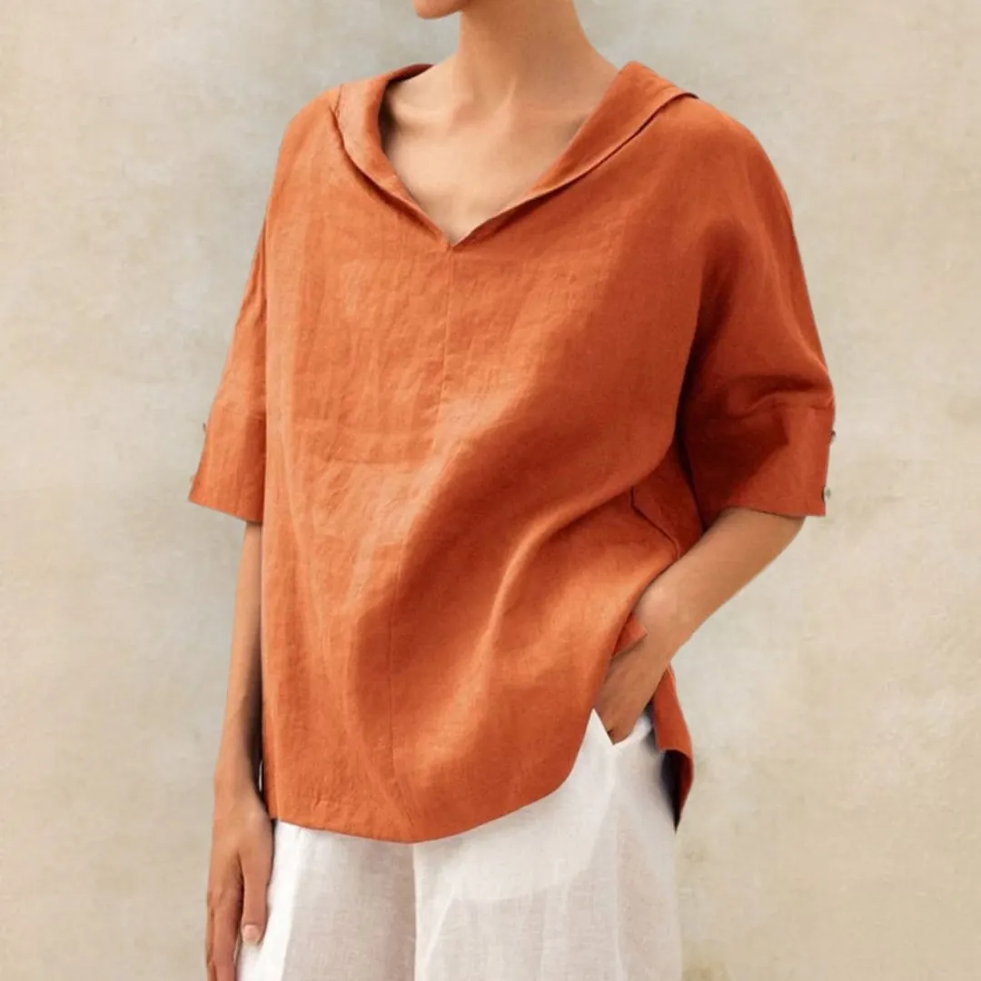 Cerys | Casual Linen V-Neck Shirt