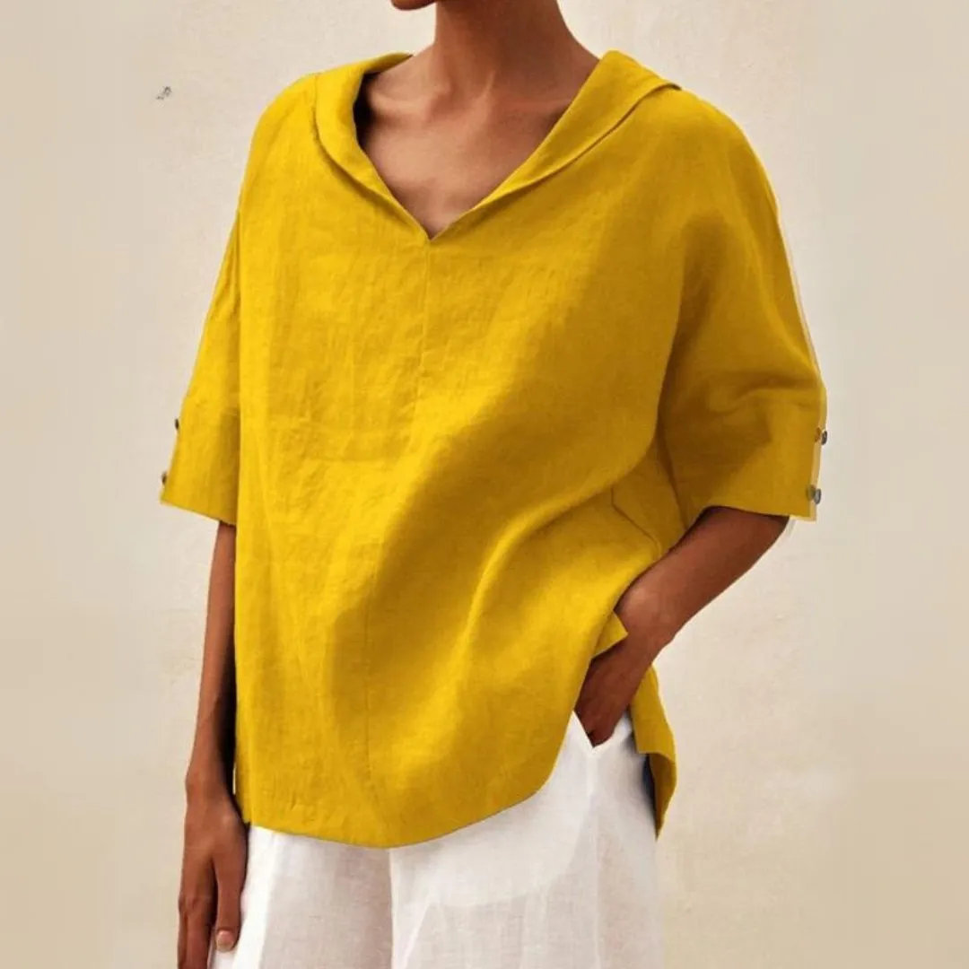 Cerys | Casual Linen V-Neck Shirt