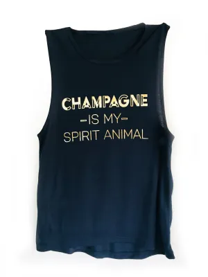CHAMPAGNE IS MY SPIRIT ANIMAL MUSCLE TANK