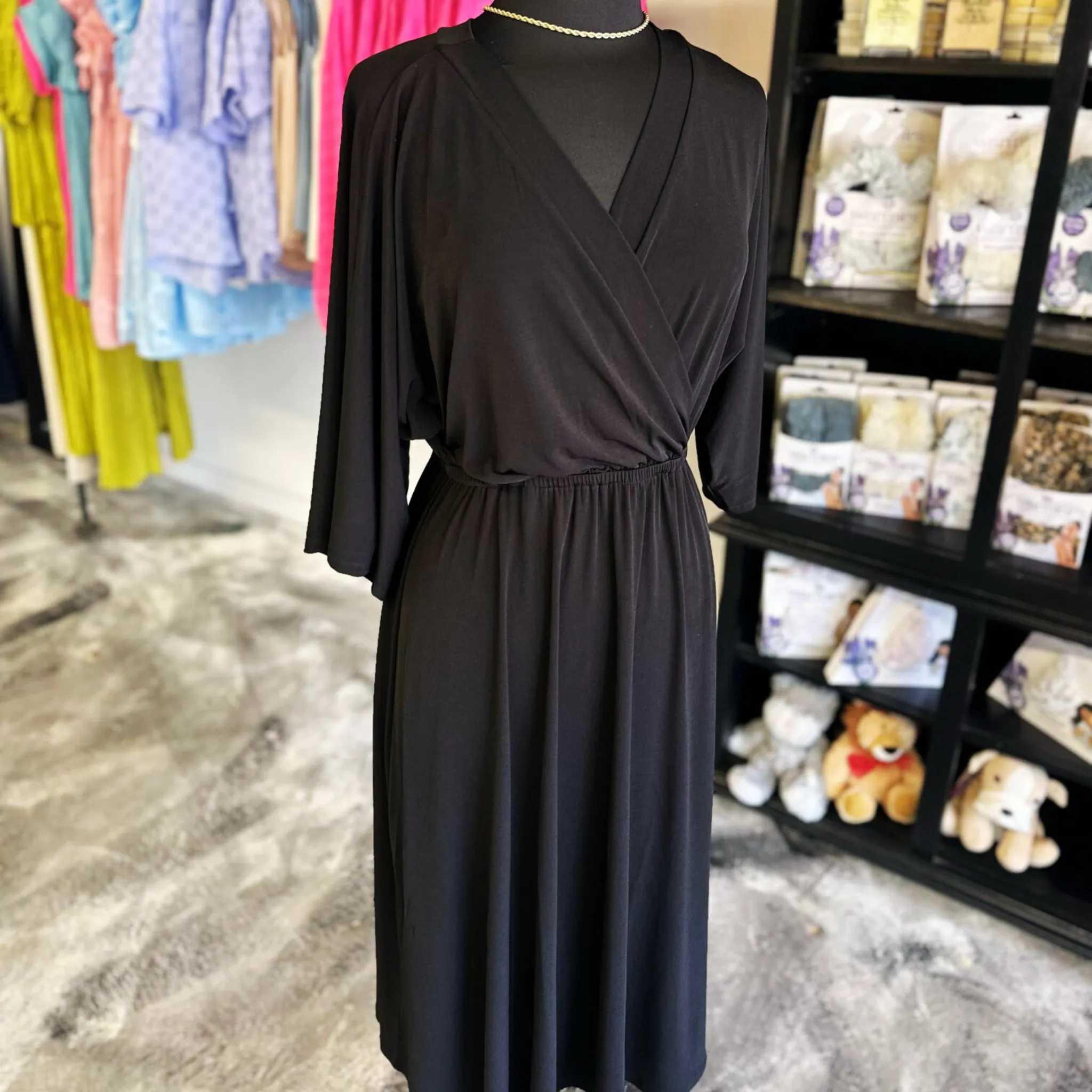 Champagne Nights Black Midi Dress