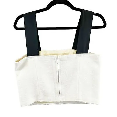 CHANEL - 1998 98P - Karl Lagerfeld Skirt Crop Top Set - White/ Black - 44 US 12