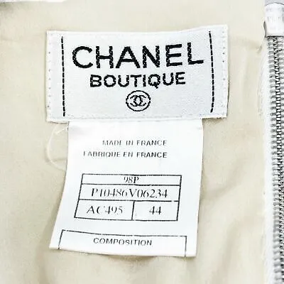 CHANEL - 1998 98P - Karl Lagerfeld Skirt Crop Top Set - White/ Black - 44 US 12