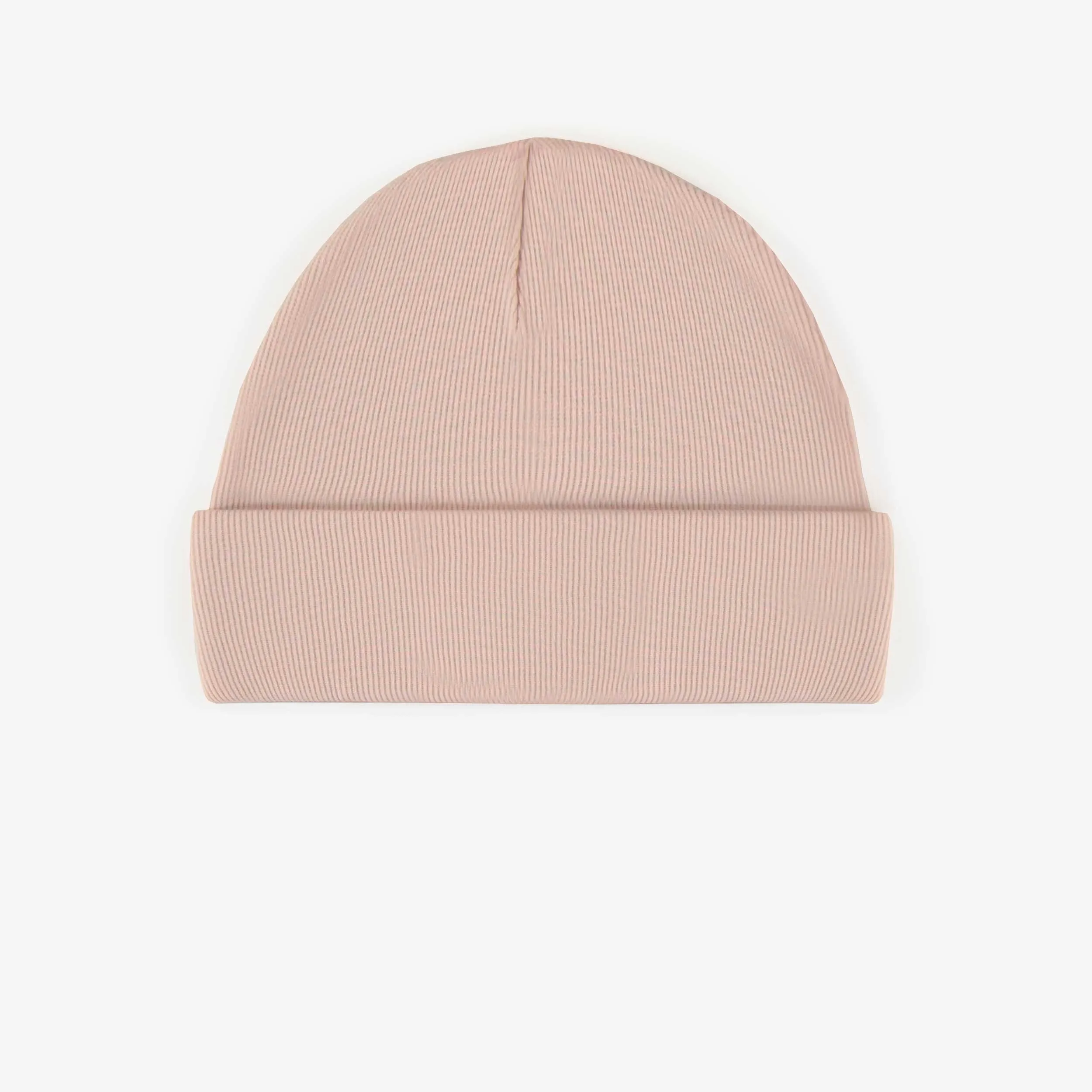 Chapeau rose d’extérieur en tricot côtelé, enfant || Pink outdoor hat in ribbed knit, child