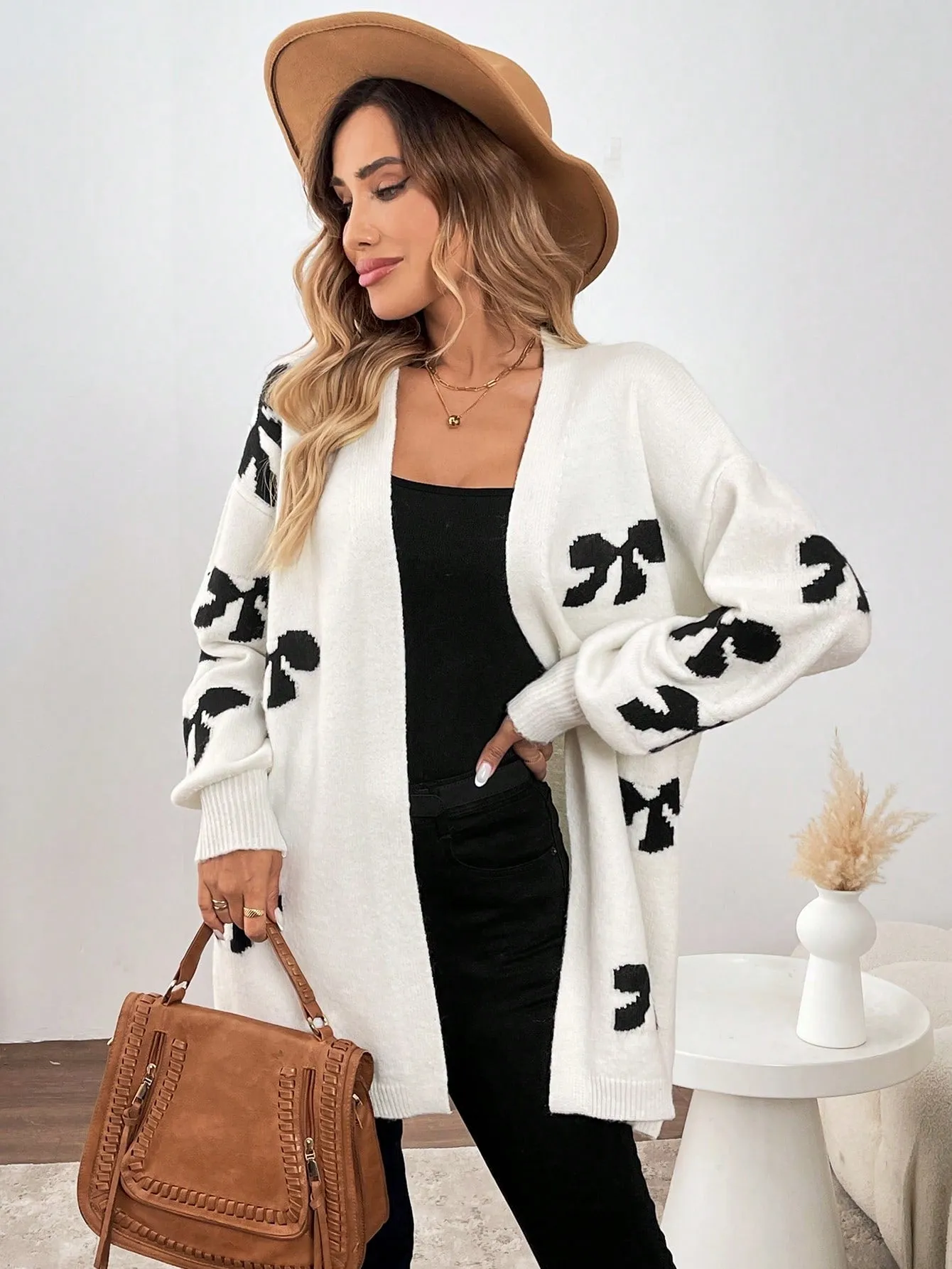 Chaqueta de Punto con Lazo de Cherry Vibes en