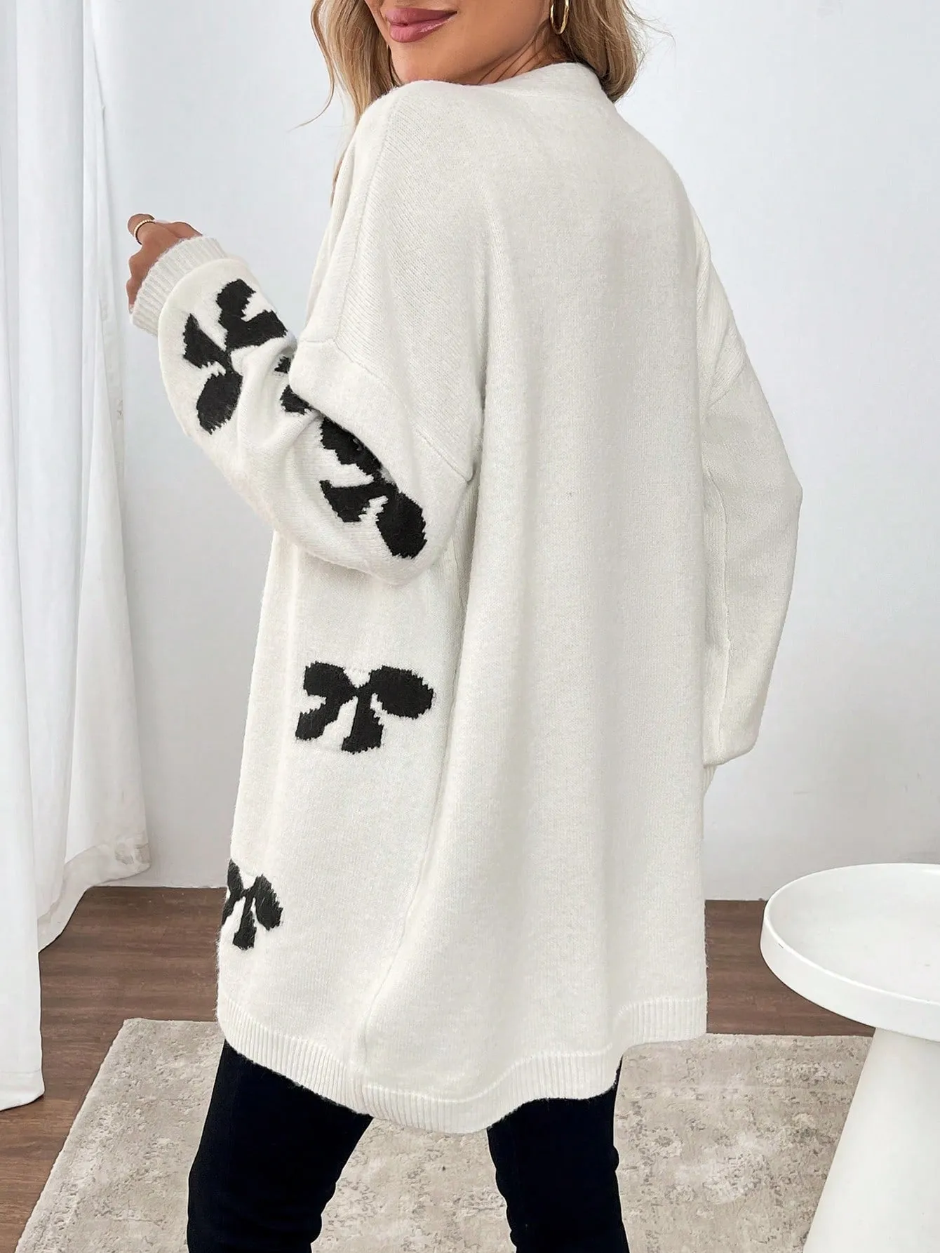Chaqueta de Punto con Lazo de Cherry Vibes en
