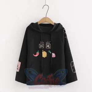 Characters and Cute Fruits Print Pocket Student Loose Hoodies J40003