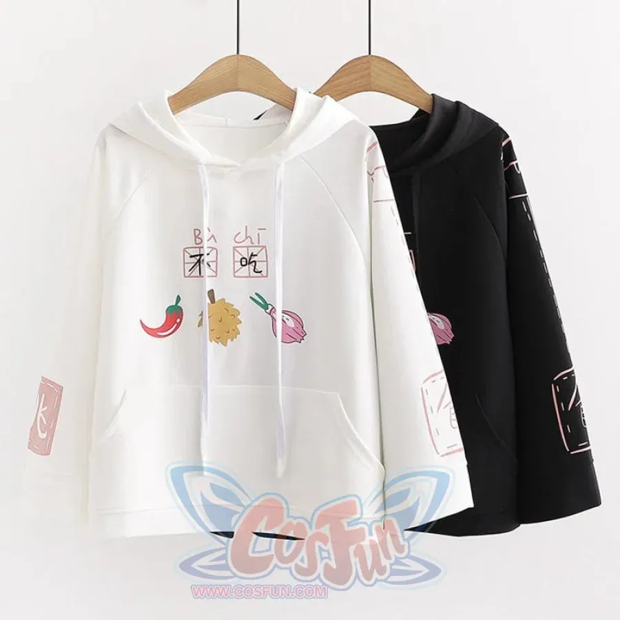 Characters and Cute Fruits Print Pocket Student Loose Hoodies J40003