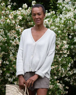 Charis Recycled Cotton Cardigan In Bone